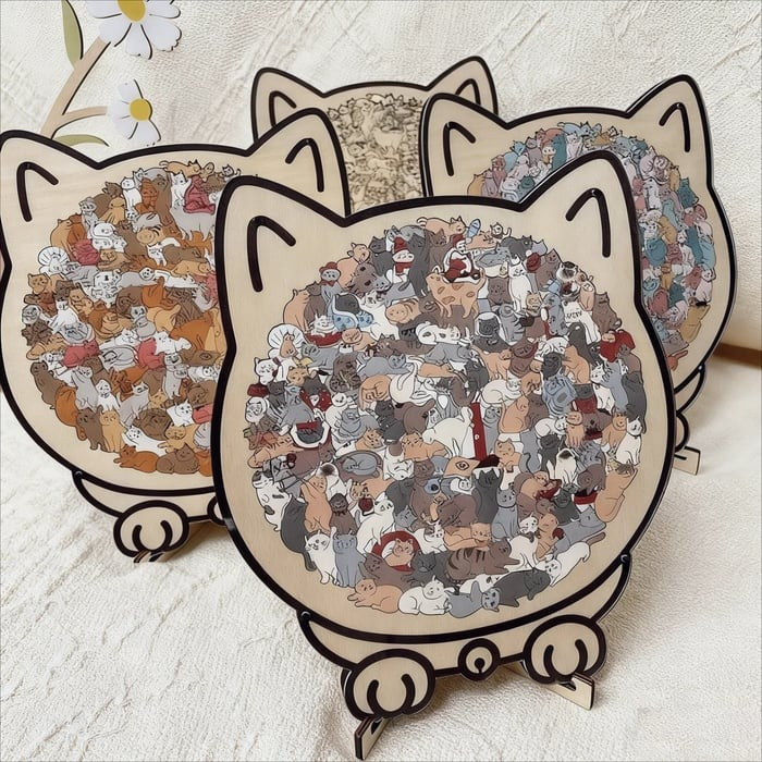 🎁Holiday Special Offer: Enjoy a 49% Discount🐈135-Piece Morandi-Colored Cat Shaped Wooden Jigsaw Puzzle