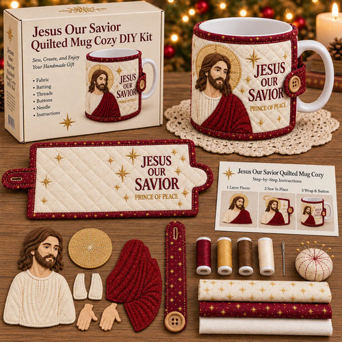 ⏳ Last Day 50% OFF – ✝️ Beginner-Friendly Christmas Faith Mug Cozy Sewing Kit