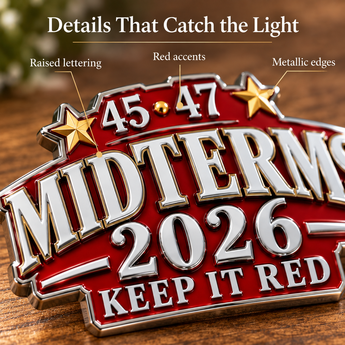 🇺🇸 Premium 3D Metal "45-47 Keep It Red" 2026 Midterms Car Emblem | Heavy-Duty Bumper Badge