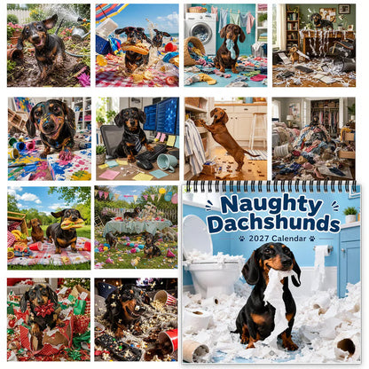 ⏳ Last Day 50% OFF –🐶Naughty Dachshunds 2027 Wall Calendar