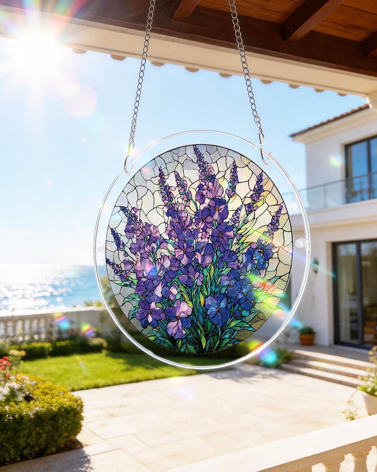 DIY Acrylic Floral Puzzle Suncatcher, Stained Glass Style Window Light Catcher