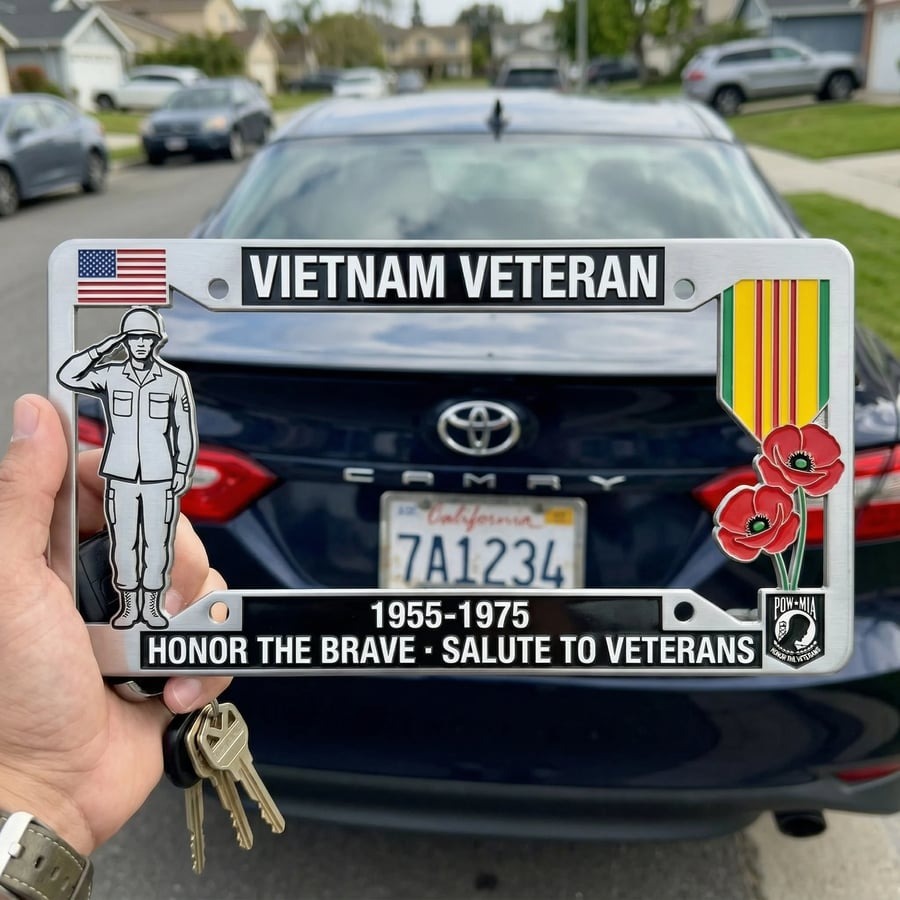 🎖️🦅Vietnam Veteran Tribute License Plate Frame | Perfect for Front & Rear Use