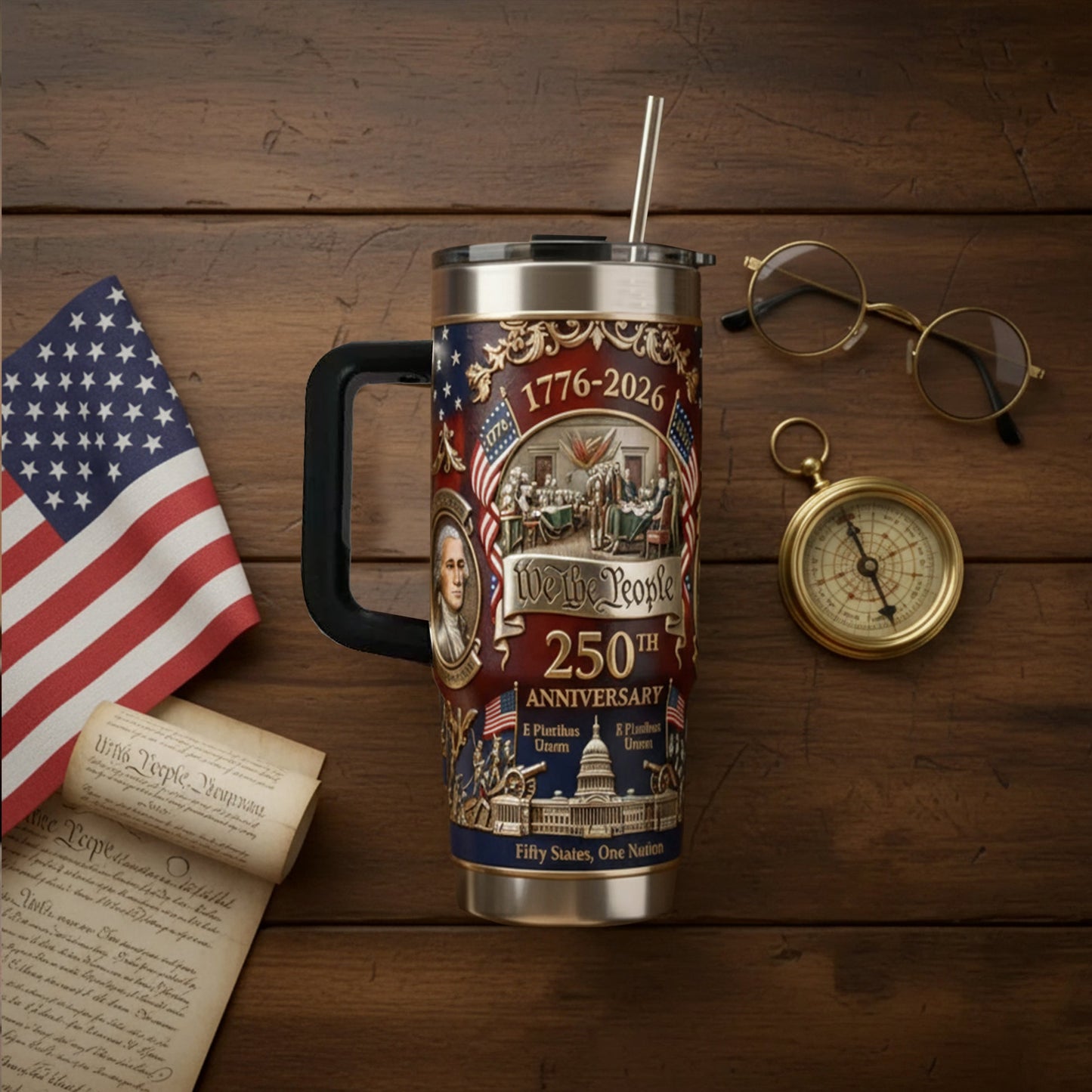 U.S.25othAnniversary Commemorative Travel Tumbler(1776- 2026)