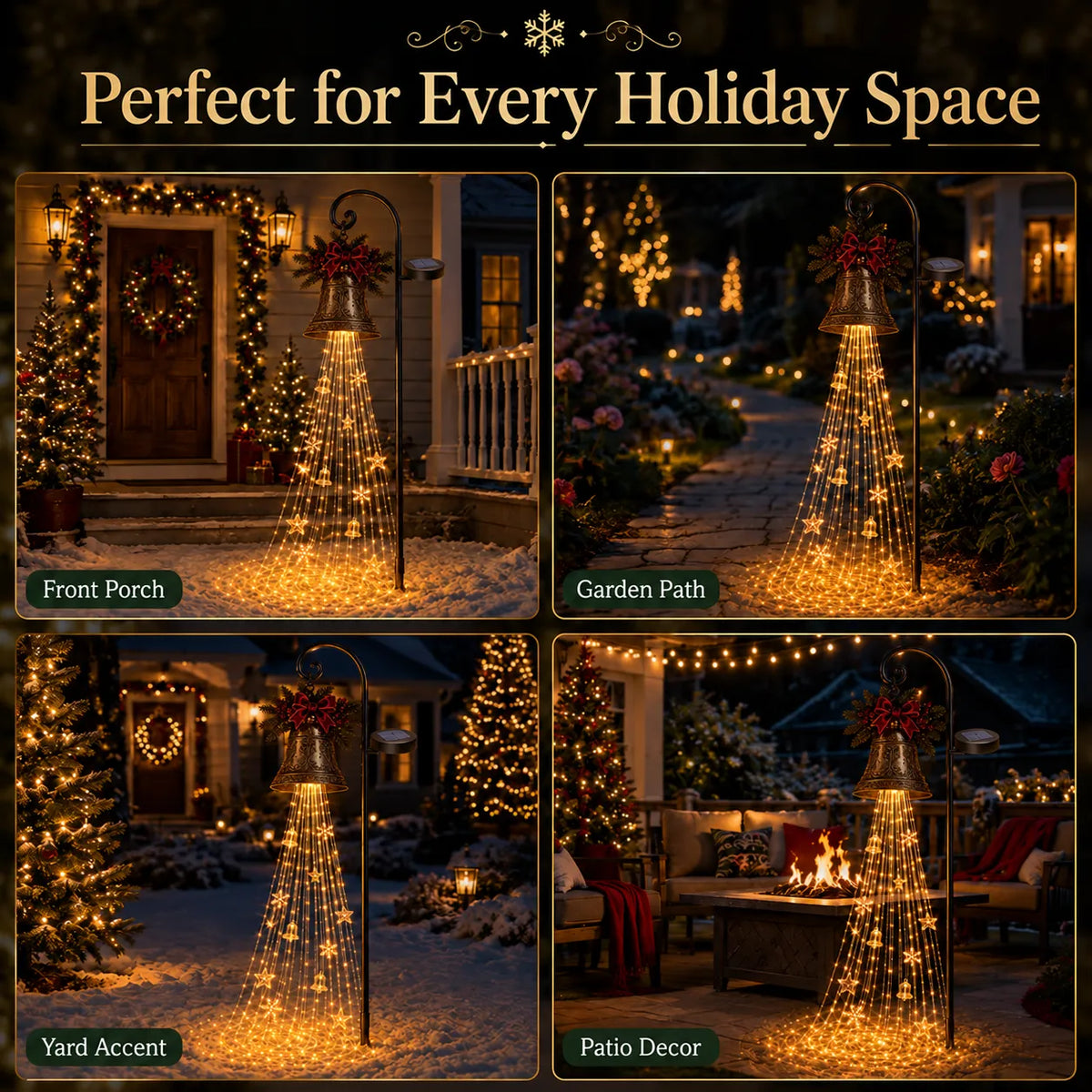 🔥🎄 Christmas Bell Cascade Solar Yard Light✨