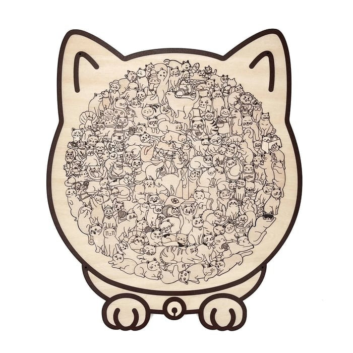 🎁Holiday Special Offer: Enjoy a 49% Discount🐈135-Piece Morandi-Colored Cat Shaped Wooden Jigsaw Puzzle
