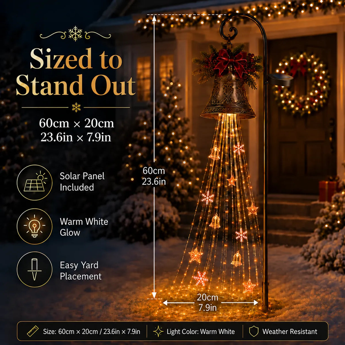 🔥🎄 Christmas Bell Cascade Solar Yard Light✨