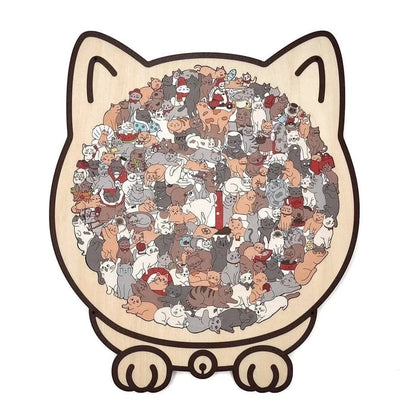 🎁Holiday Special Offer: Enjoy a 49% Discount🐈135-Piece Morandi-Colored Cat Shaped Wooden Jigsaw Puzzle