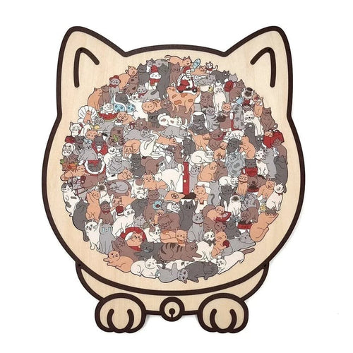 🎁Holiday Special Offer: Enjoy a 49% Discount🐈135-Piece Morandi-Colored Cat Shaped Wooden Jigsaw Puzzle