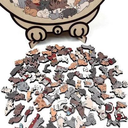 🎁Holiday Special Offer: Enjoy a 49% Discount🐈135-Piece Morandi-Colored Cat Shaped Wooden Jigsaw Puzzle