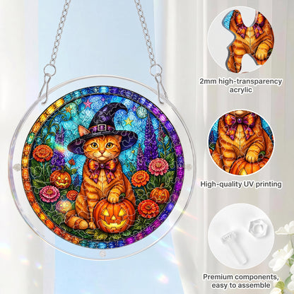 DIY Acrylic Halloween Fall Puzzle Suncatcher, Stained Glass Style Window Light Catcher