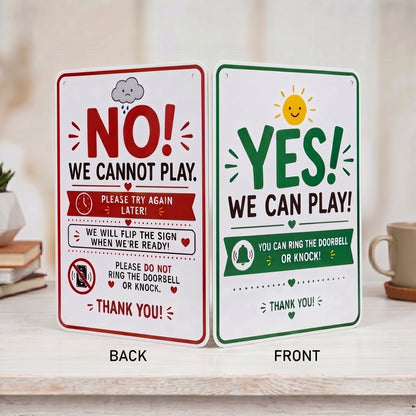 Summer Quiet Time Doorplate, Flipable Yes No Playtime Hanging Plaque