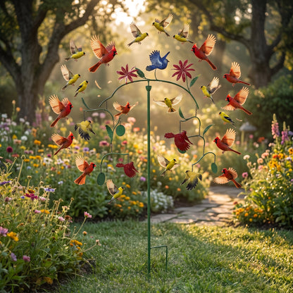 🔥Limited Time Offer🐦Hummingbird & Cardinal Balance Wind Spinner Garden Stake, Metal Kinetic Outdoor Decor (2 Styles)
