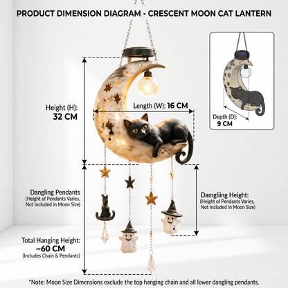 🔥Limited Time 35% OFF🌙🐱Halloween Black Cat Moon Solar Hanging Light