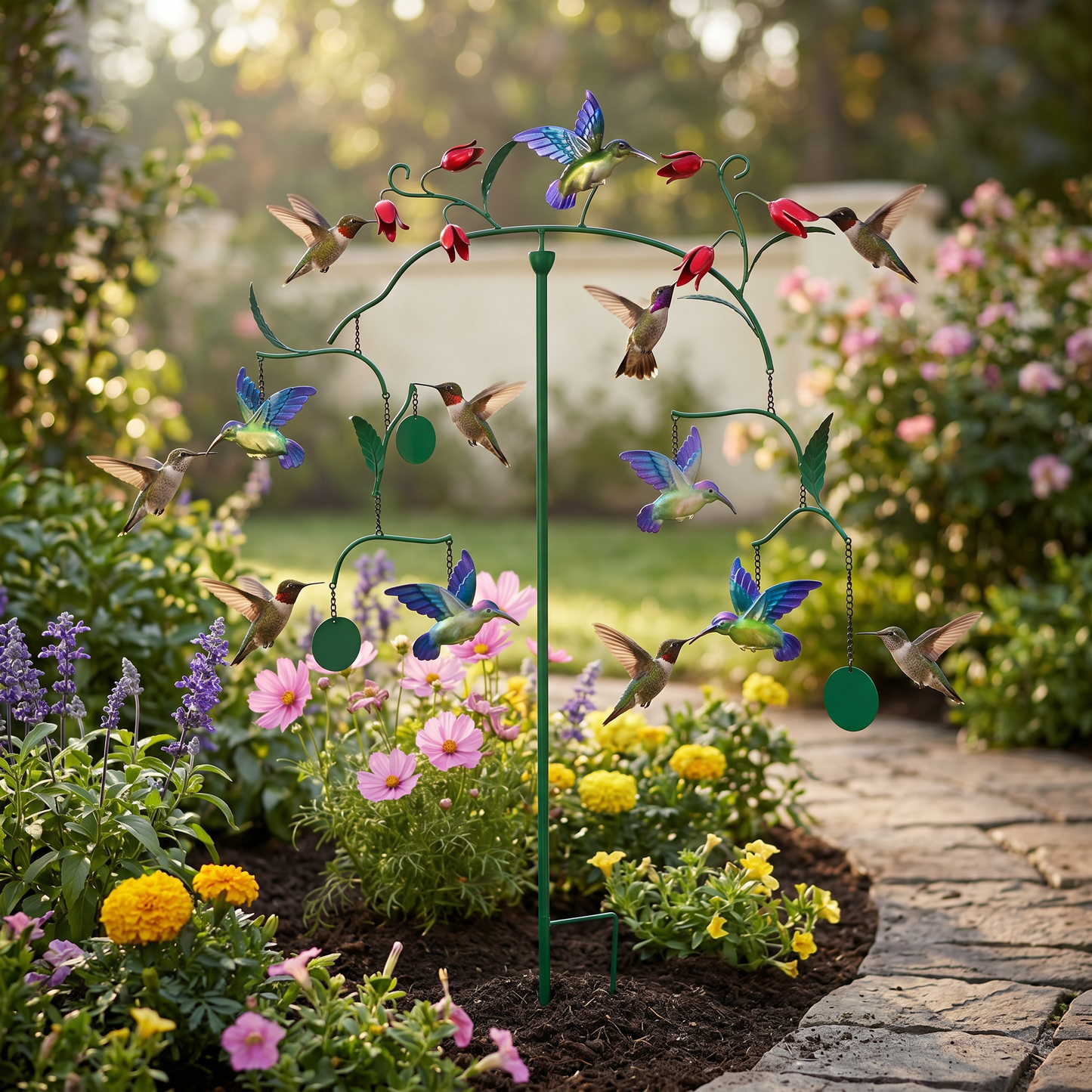 🔥Limited Time Offer🐦Hummingbird & Cardinal Balance Wind Spinner Garden Stake, Metal Kinetic Outdoor Decor (2 Styles)