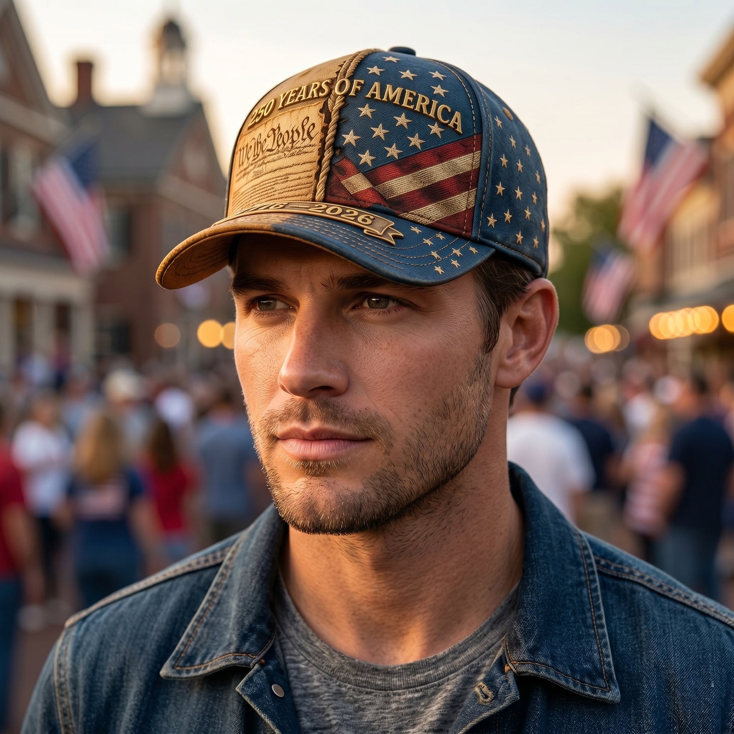 250 Years of America Patriotic Baseball Cap, Vintage US Flag & We The People Hat
