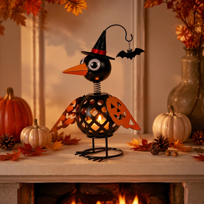 🔥Limited Time 49% OFF🦇Halloween Ghost Bird Forged Iron Pumpkin Candle Holder