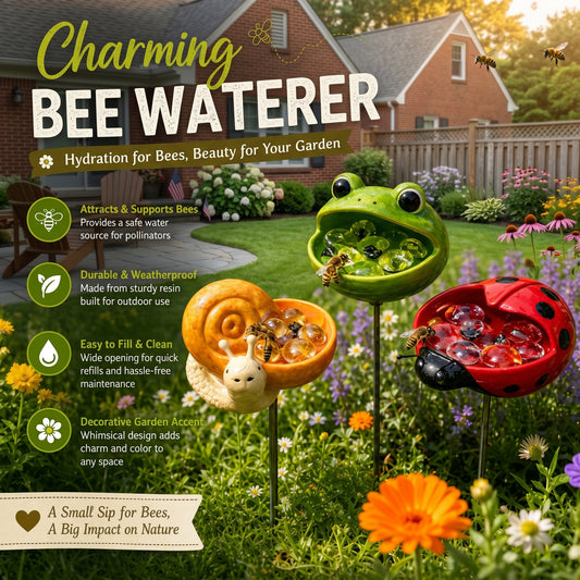 Whimsical Bee Waterer Garden Stake