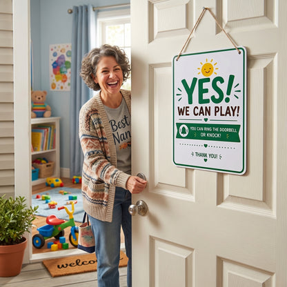 Summer Quiet Time Doorplate, Flipable Yes No Playtime Hanging Plaque
