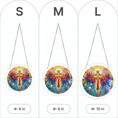 DIY Acrylic Faith Religious Puzzle Suncatcher, Stained Glass Style Window Light Catcher