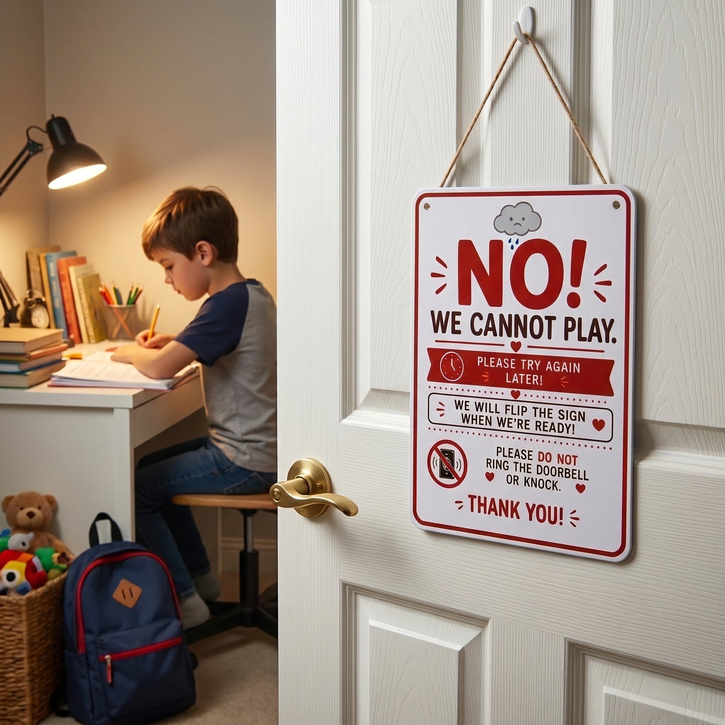 Summer Quiet Time Doorplate, Flipable Yes No Playtime Hanging Plaque