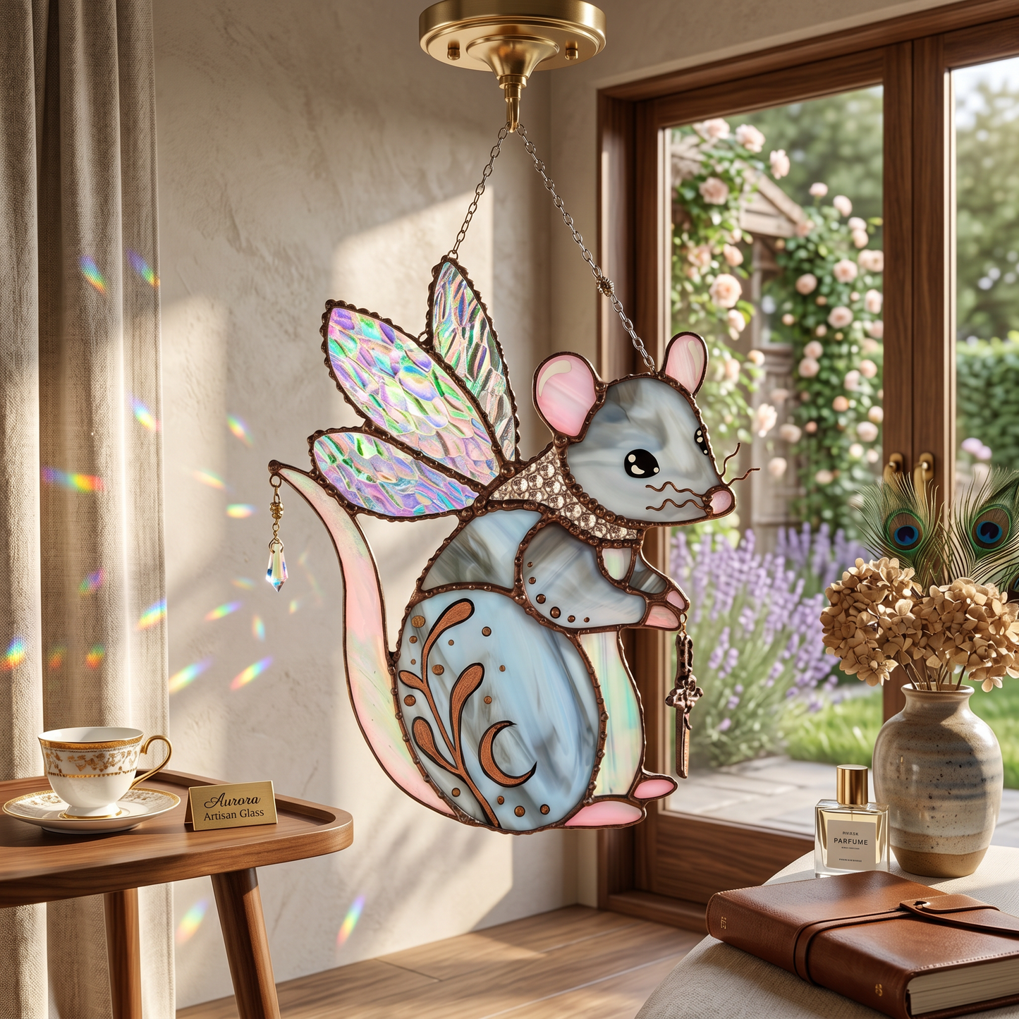 🔥New Product Limited-Time Offer✨Fairy Mouse Stained Glass Suncatcher🐭