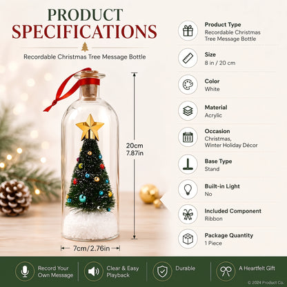 🔥Recordable Christmas Tree Bottle Ornament, Personalized Voice Message Holiday Tabletop Decor Gift