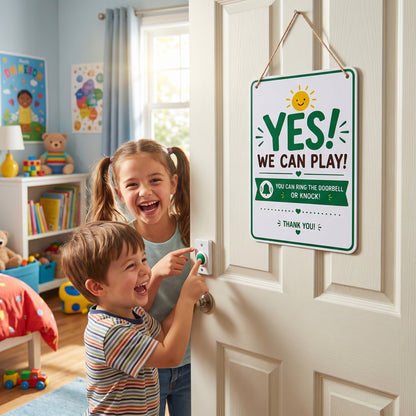 Summer Quiet Time Doorplate, Flipable Yes No Playtime Hanging Plaque