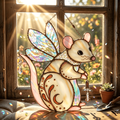 🔥New Product Limited-Time Offer✨Fairy Mouse Stained Glass Suncatcher🐭