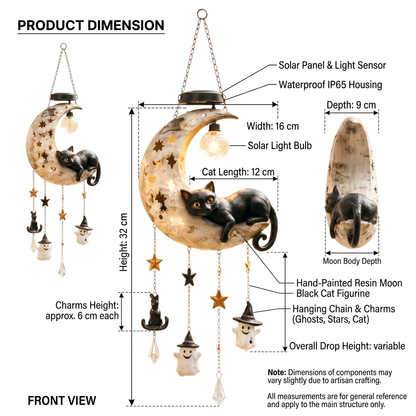 🔥Limited Time 50% OFF🌙🐱Halloween Black Cat Moon Solar Hanging Light