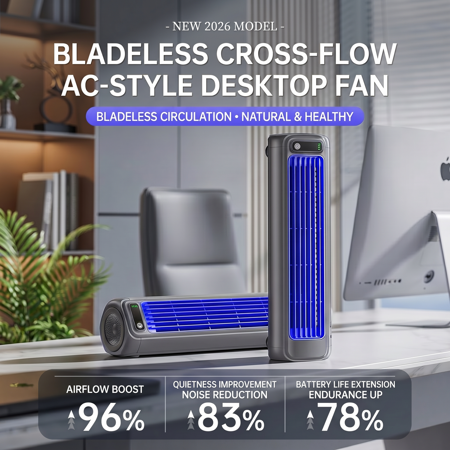 Cordless Bladeless Cross Flow Cooling Fan