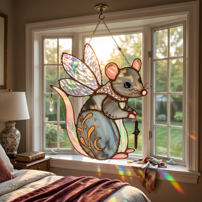 🔥New Product Limited-Time Offer✨Fairy Mouse Stained Glass Suncatcher🐭