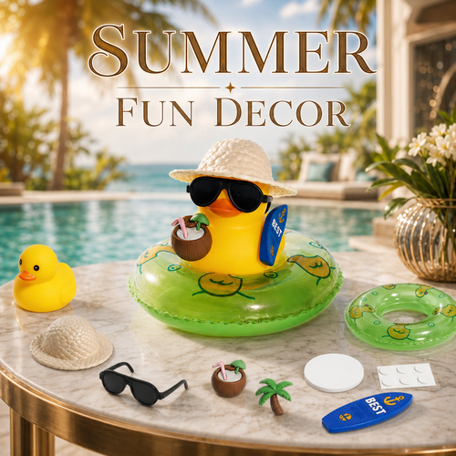 🔥50% OFF Limited Time | DIY Summer Fun Duck Ornament, Tropical Hand Assembly Decor for Car, Desk, Pool & Courtyard