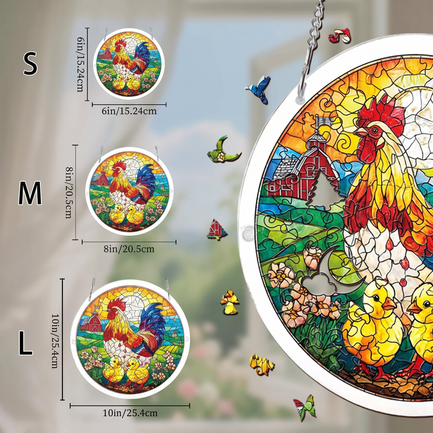 DIY Acrylic Animal Puzzle Suncatcher, Stained Glass Style Window Light Catcher