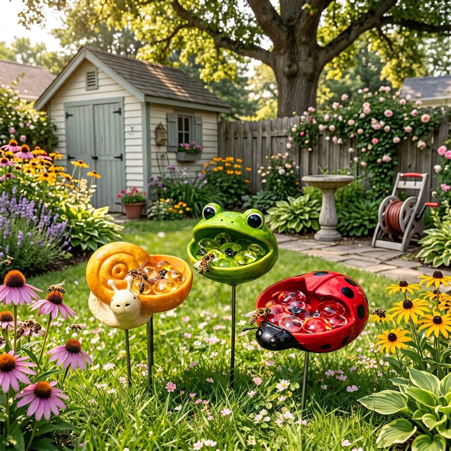 Whimsical Bee Waterer Garden Stake