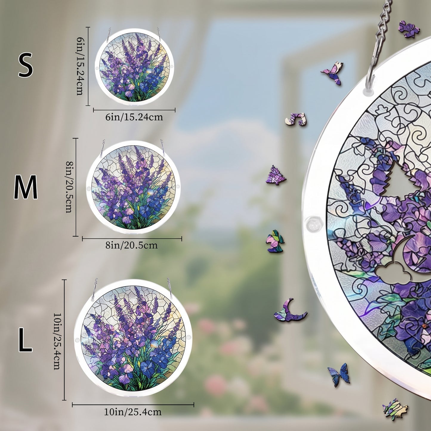 DIY Acrylic Floral Puzzle Suncatcher, Stained Glass Style Window Light Catcher