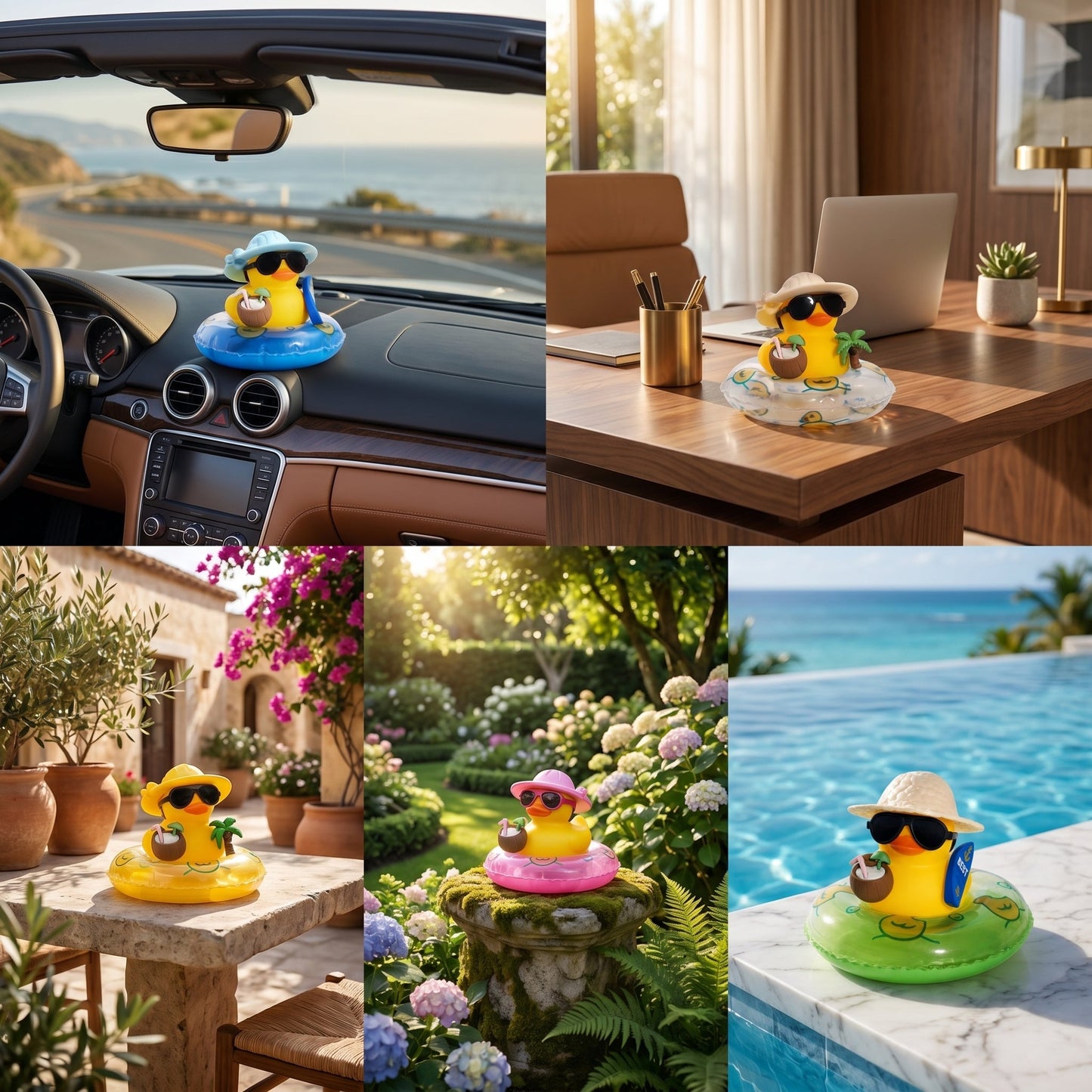 🔥50% OFF Limited Time | DIY Summer Fun Duck Ornament, Tropical Hand Assembly Decor for Car, Desk, Pool & Courtyard