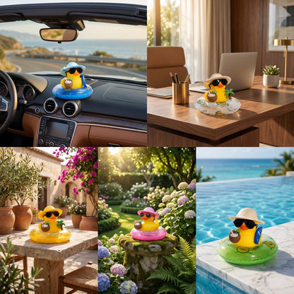 🔥50% OFF Limited Time | DIY Summer Fun Duck Ornament, Tropical Hand Assembly Decor for Car, Desk, Pool & Courtyard