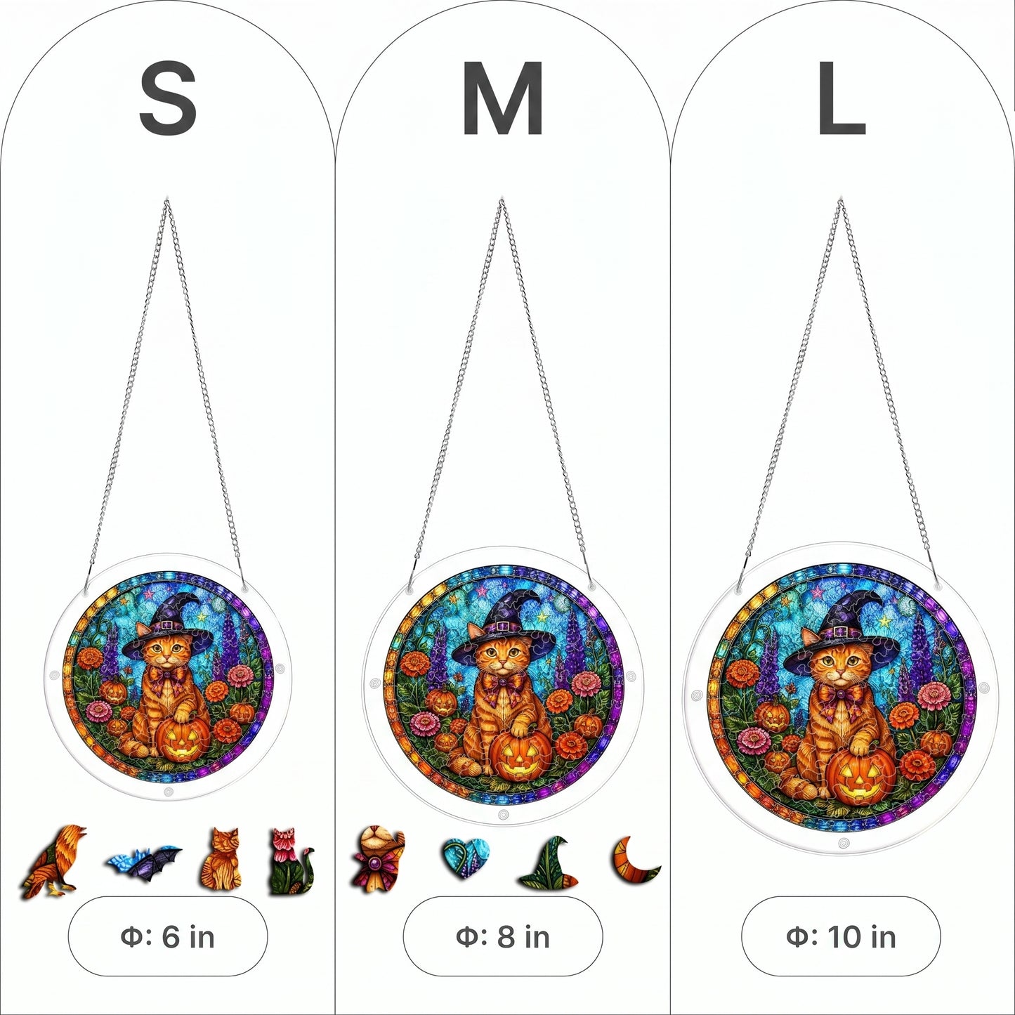 DIY Acrylic Halloween Fall Puzzle Suncatcher, Stained Glass Style Window Light Catcher