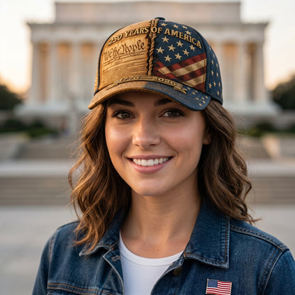 250 Years of America Patriotic Baseball Cap, Vintage US Flag & We The People Hat